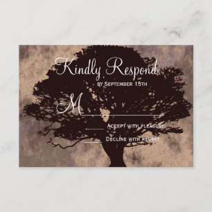 Najaars eikenboom Silhouette Fall Wedding RSVP-kaa RSVP Kaartje