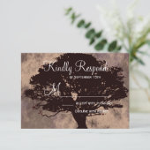 Najaars eikenboom Silhouette Fall Wedding RSVP-kaa RSVP Kaartje (Staand voorkant)