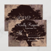 Najaars eikenboom Silhouette Fall Wedding RSVP-kaa RSVP Kaartje (Voorkant / Achterkant)