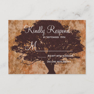 Najaars eikenboom Silhouette Fall Wedding RSVP-kaa RSVP Kaartje