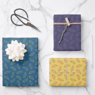Najaars eikenhouten inpakpapier - pruim/blauwgroen vel