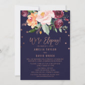 Najaars Floral Roos Gold Elopement Reception Kaart (Voorkant)