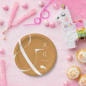 Najaars goud moderne minimalistische stellen monog papieren bordje (Feest)