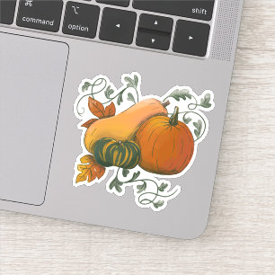 Najaars Herfst Harvest Pumpkin Gourd Illustratie Sticker