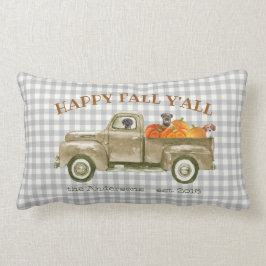 Najaars Herfst Honden en pompoenen in Old Pickup T Kussen