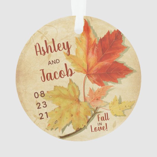 Najaars Herfst Maple vertrekt bruiloft voor opslag Ornament (achterkant)