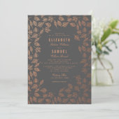 Najaars koper leves Gray Wedding Invitation Kaart (Staand voorkant)