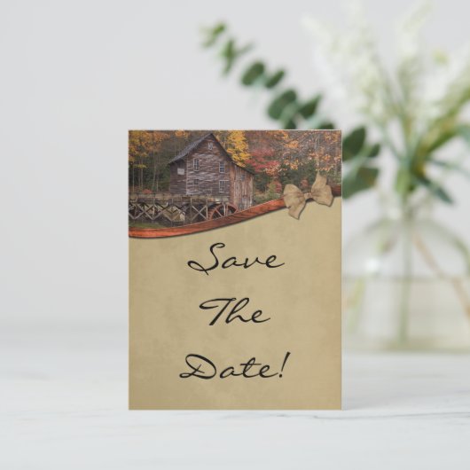 Najaars landthema sparen de datum bruiloft aankondigingskaart (Staand voorkant)