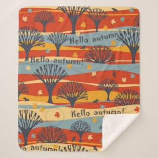 Najaars  naadloos patroon met bomen, voorbeeld sherpa deken