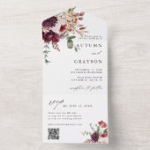Najaars Romance Elegant Floral Wedding QR Code All In One Uitnodiging (Binnen)