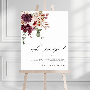 Najaars Romance Floral Oh Snap Wedding Sign Poster