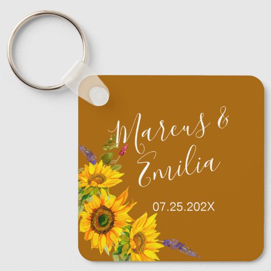 Najaars Sunflower Custom Wedding Sleutelhanger (Voorkant)