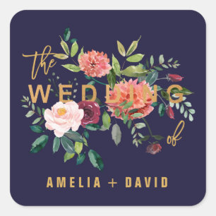 Najaarsaalzegels van Floral Wedding Envelope Vierkante Sticker