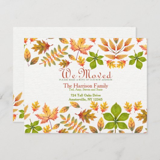 Najaarsbekendmaking van Leaves Moving Announement Aankondiging (Voorkant / Achterkant)