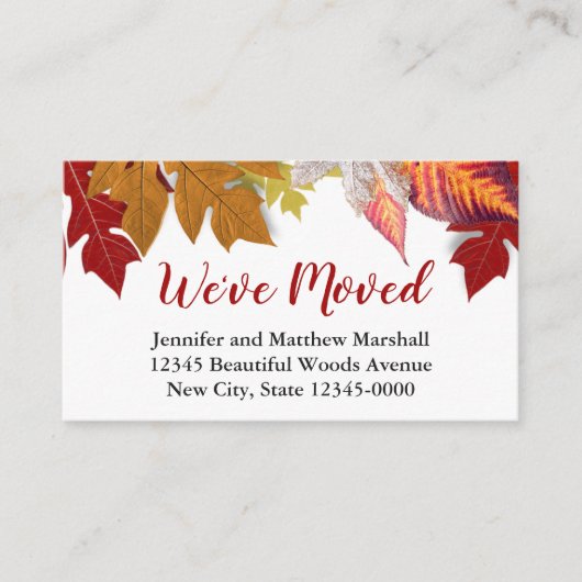 Najaarsbekendmaking van Leaves Moving Announement Informatiekaartje (Voorkant)