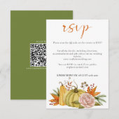 Najaarsbericht - Floral Wedding QR-code RSVP Kaartje (Voorkant / Achterkant)