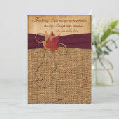Najaarsbladeren, FAUX Burlap Wedding Invite 2 - Wi Kaart (Staand voorkant)
