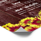 Najaarsbloemen op Wooden Fence Wedding Drinken Poster (Hoek)