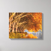 Najaarsbomen boven een meer canvas afdruk (Voorkant)