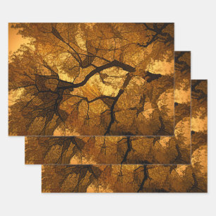 Najaarsboom Amber Oranje bruin leder Inpakpapier Vel