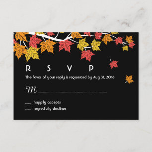 Najaarsbruiloft RSVP-Kaart met maple bladeren die RSVP Kaartje