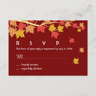 Najaarsbruiloft RSVP-Kaart met maple bladeren die RSVP Kaartje