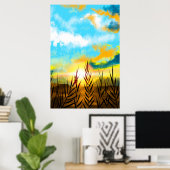 Najaarscenery Wheat Field Sunset Poster (Thuiskantoor)