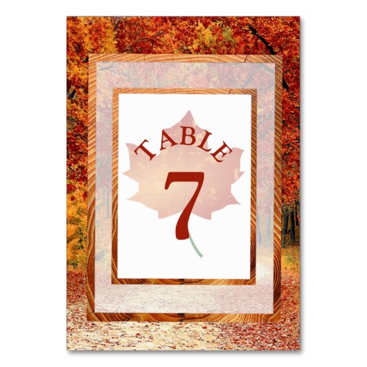 Najaarsdag  Herfst Leaf Table Number Kaart (Voorkant)