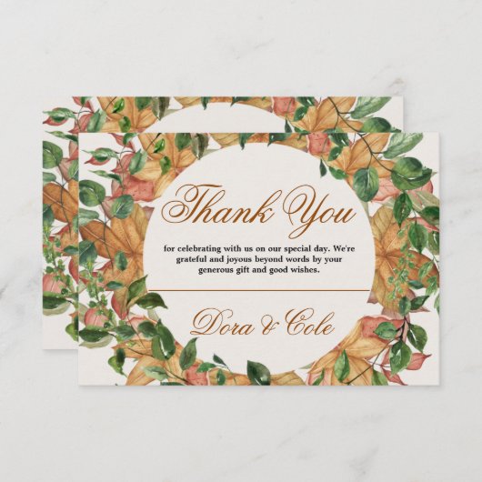 Najaarsdag Sinaasappel Grieks Waterverf bruiloft Bedankkaart (Voorkant / Achterkant)