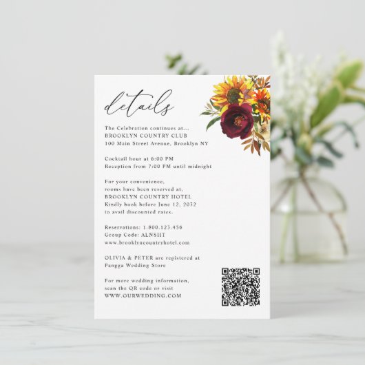 Najaarsdag van de bruine bruidsbloem - details informatiekaartje (Staand voorkant)