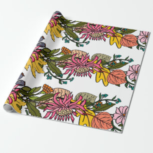 Najaarse schattige modderbroodroosters en bladeren cadeaupapier