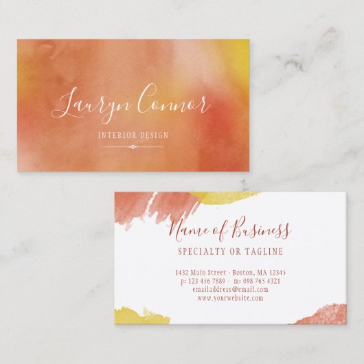 Najaarse Waterverven en prachtig script Visitekaartje (Voorkant / Achterkant)