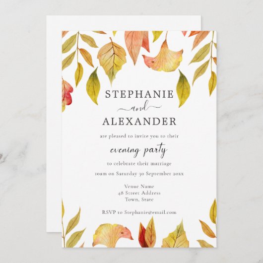 Najaarsfeest van de herfst van de bruiddag kaart (Voorkant / Achterkant)