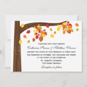 Najaarsjumn Falling Leaves Wedding Kaart (Voorkant)