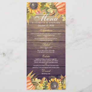 Najaarsmenu van de bruiloft Maple Leaves Pumpkin S Menu