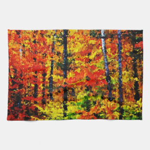 Najaarsmiddag - Kunst keukenhanddoek schilderen