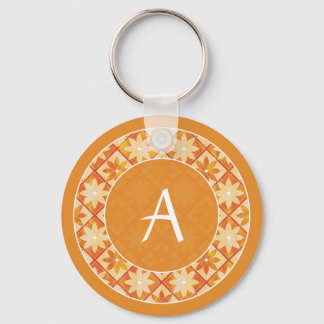Najaarsmonogram Decoratief Floral Tegel Sleutelhan Sleutelhanger