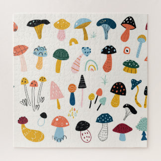 Najaarspaddenstoelen Hand getrokken Collectie Legpuzzel