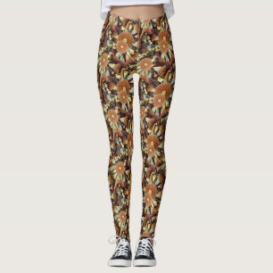Najaarspatroon met eucalyptus en waterspatroon leggings