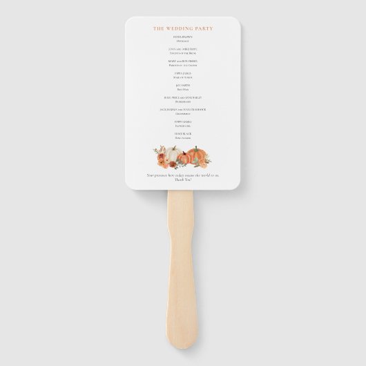 Najaarsprogramma Pumpkins Florals Wedding Programm Handwaaier (Achterkant)