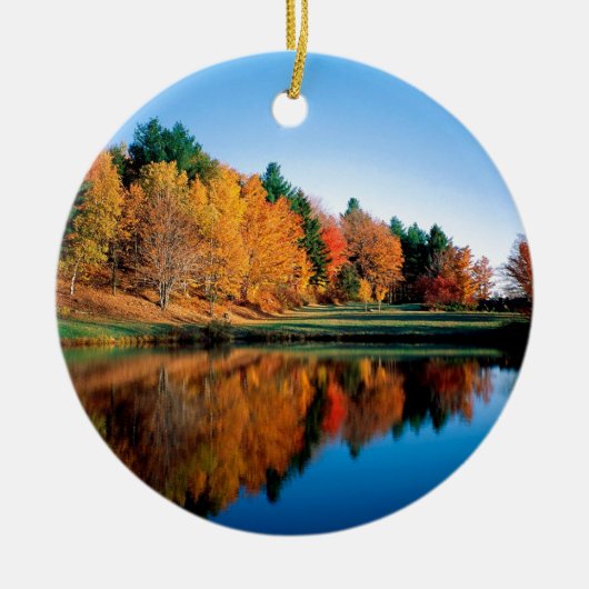 Najaarsreflecties Vermont Keramisch Ornament (Voorkant)