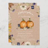 najaarstonen pompoen baby shower uitnodiging (Voorkant / Achterkant)