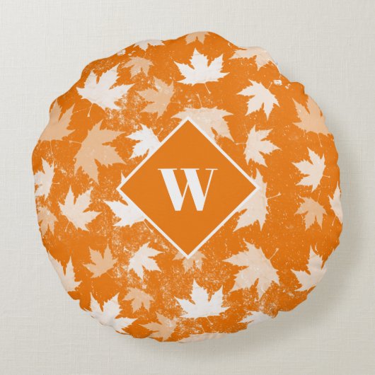 Najaarstop van het Patroonmonogram van het fallonf Rond Kussen (Achterkant)