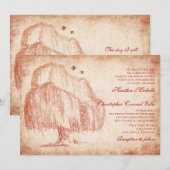 Najaarsuitnodiging over de herfst Willow Tree Wedd Kaart (Voorkant / Achterkant)