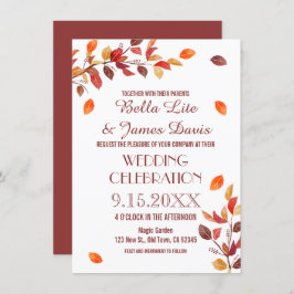Najaarsuitzending Herfst Leafs Wedding Invitations Kaart