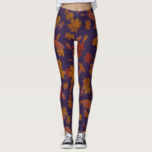 Najaarsval laat op de donkere indigo van de douane leggings