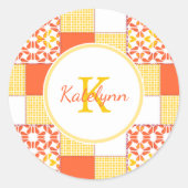 Najaart Tints Quilt Pattern Ronde Sticker (Voorkant)