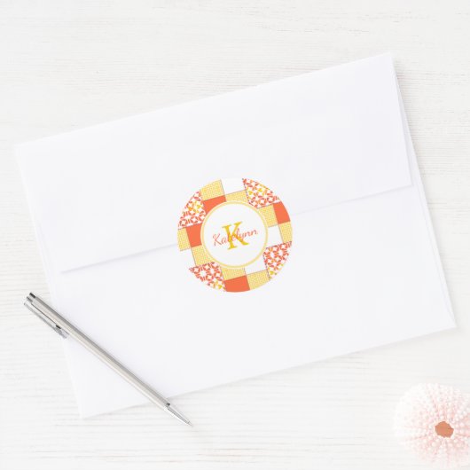 Najaart Tints Quilt Pattern Ronde Sticker (Envelop)