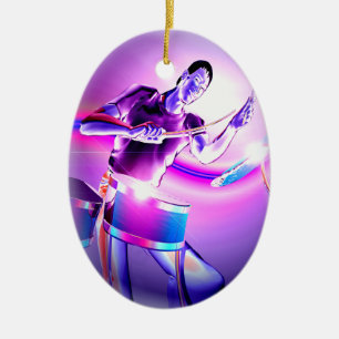 Nakloppen — Paarse drummer Keramisch Ornament