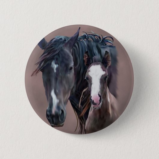 Nakota Mare en Foal Ronde Button 5,7 Cm (Voorkant)